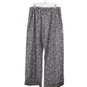 PUNJAMMIES By Sudara Pants XL Black Grey Floral Cotton Wide Leg Pajama Lounge